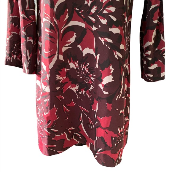 Saks Fifth Avenue Bell Flare Sleeve Plum Floral Flowy Tunic Shift Dress - S - Picture 3 of 13